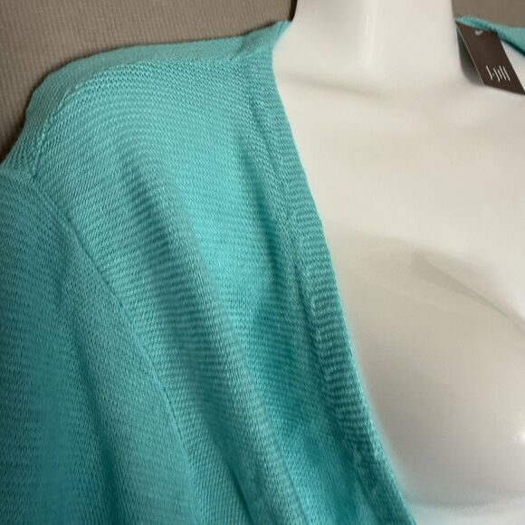 J Jill Cardigan Sweater Womens Size MP Blue Open Front Linen Blend Cropped New - Picture 5 of 9